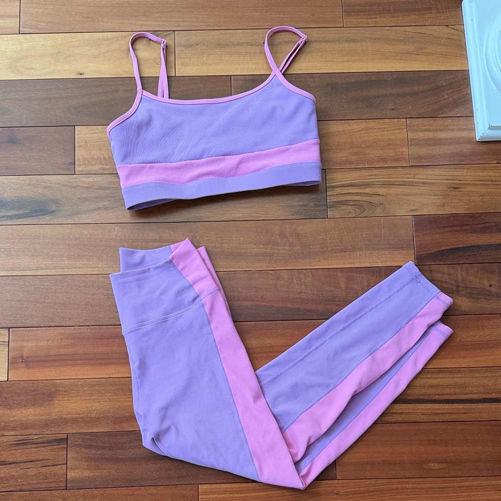 Purple and Pink Women's Leggings Set